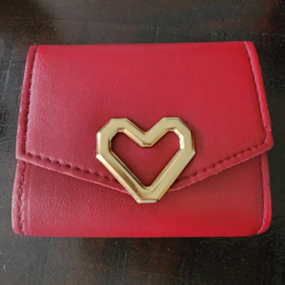 Shein Red Wallet with Heart Closure